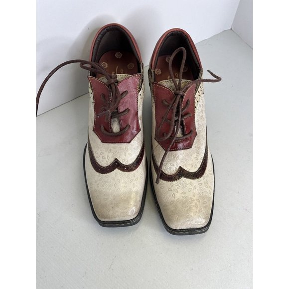 SOFFIA LEATHER FLORAL EMBOSSED ADELE LOW HEEL OXFORD SHOES Womens Size 5.5 EU 36 - Picture 2 of 14